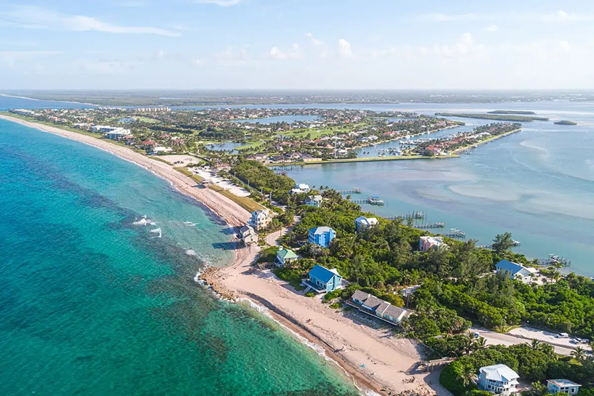 Atlantic coastline and lagoon along Hutchinson Island, Florida